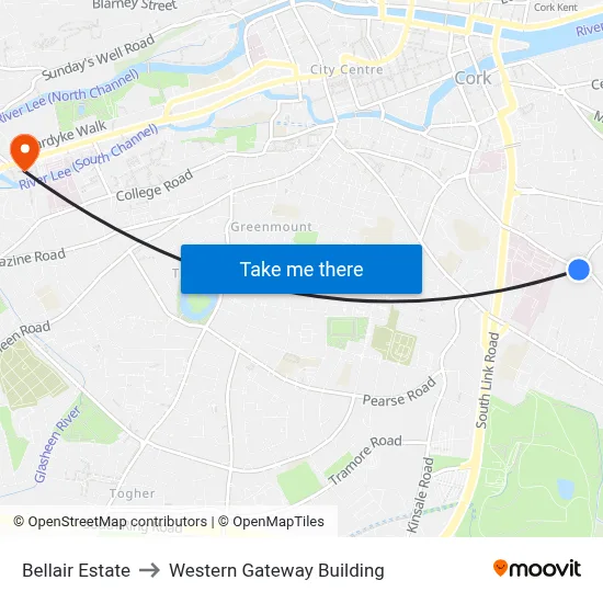 Bellair Estate to Western Gateway Building map