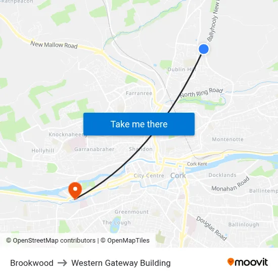 Brookwood to Western Gateway Building map