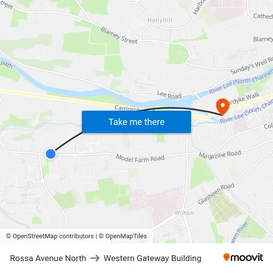 Rossa Avenue North to Western Gateway Building map