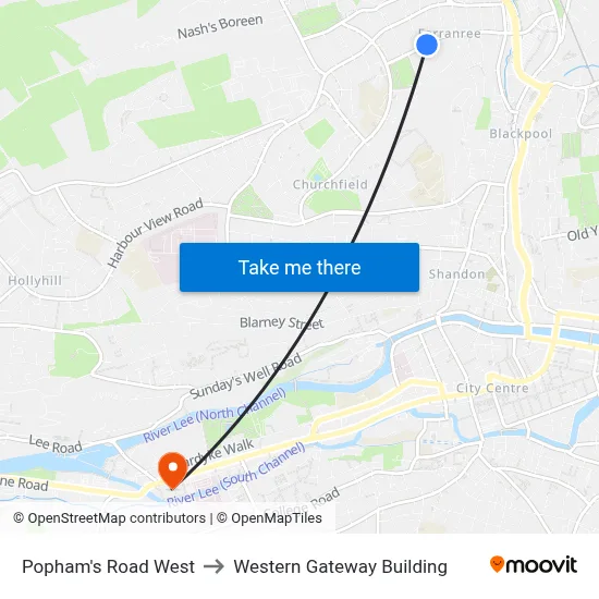 Popham's Road West to Western Gateway Building map