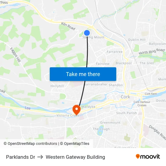 Parklands Dr to Western Gateway Building map