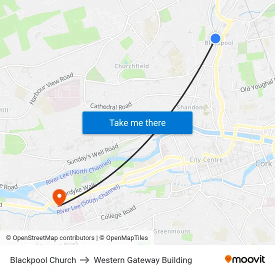 Blackpool Church to Western Gateway Building map