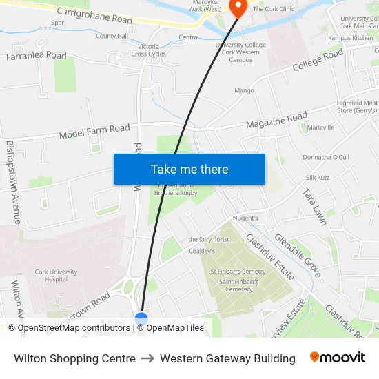 Wilton Shopping Centre to Western Gateway Building map