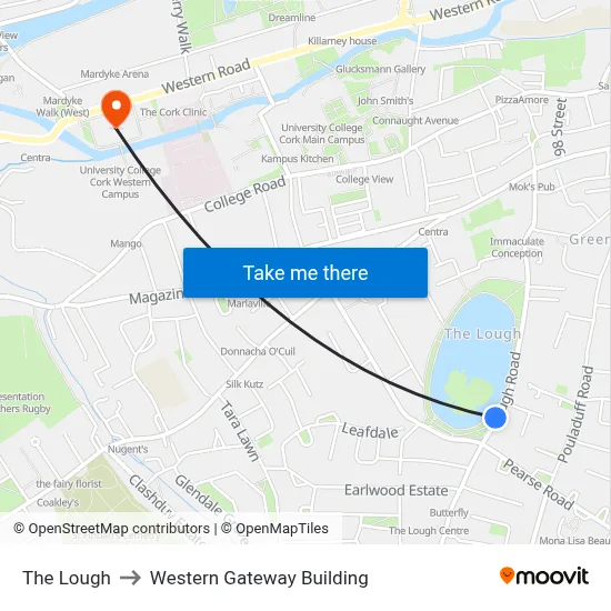 The Lough to Western Gateway Building map