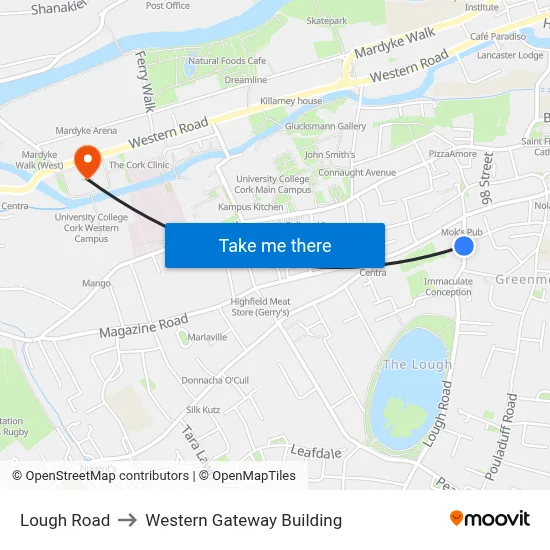 Lough Road to Western Gateway Building map