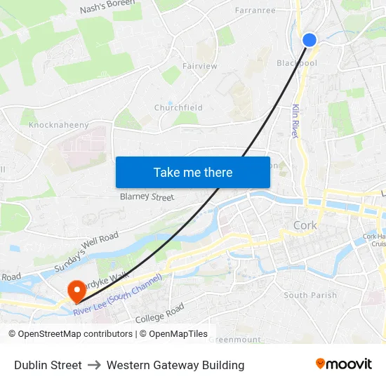Dublin Street to Western Gateway Building map