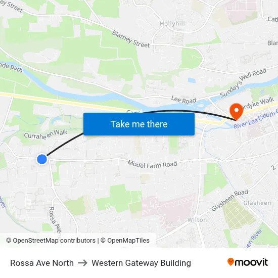 Rossa Ave North to Western Gateway Building map