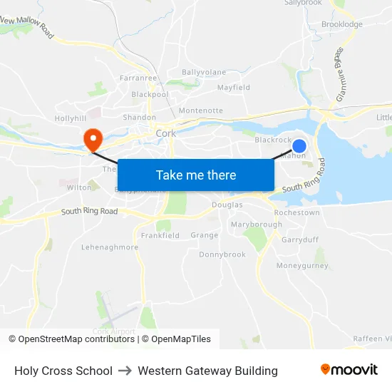 Holy Cross School to Western Gateway Building map