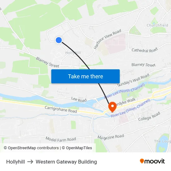Hollyhill to Western Gateway Building map