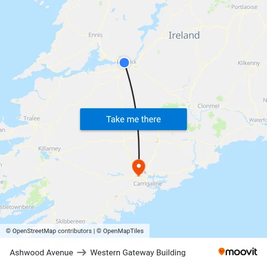 Ashwood Avenue to Western Gateway Building map