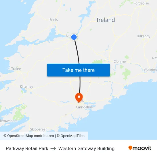 Parkway Retail Park to Western Gateway Building map