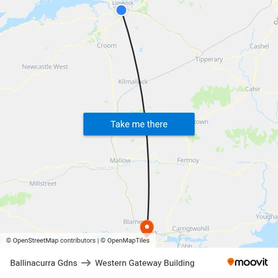 Ballinacurra Gdns to Western Gateway Building map
