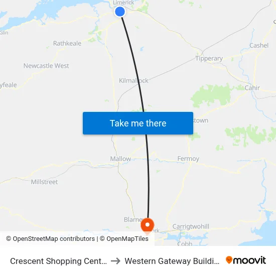 Crescent Shopping Centre to Western Gateway Building map