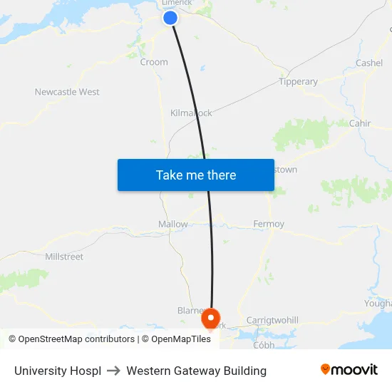 University Hospl to Western Gateway Building map