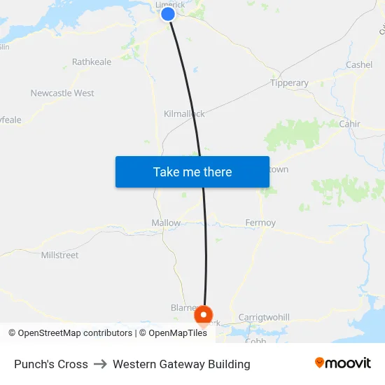 Punch's Cross to Western Gateway Building map