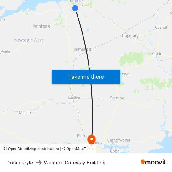 Dooradoyle to Western Gateway Building map
