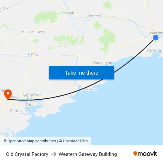 Old Crystal Factory to Western Gateway Building map