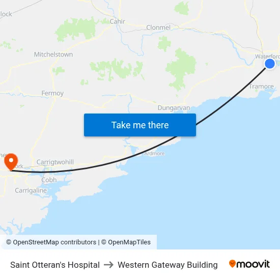 Saint Otteran's Hospital to Western Gateway Building map