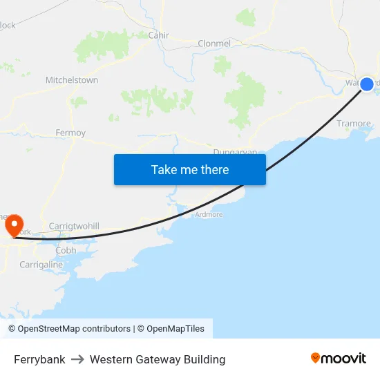 Ferrybank to Western Gateway Building map