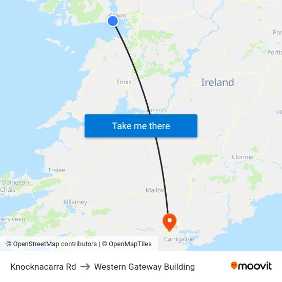 Knocknacarra Rd to Western Gateway Building map