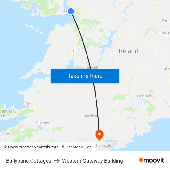 Ballybane Cottages to Western Gateway Building map