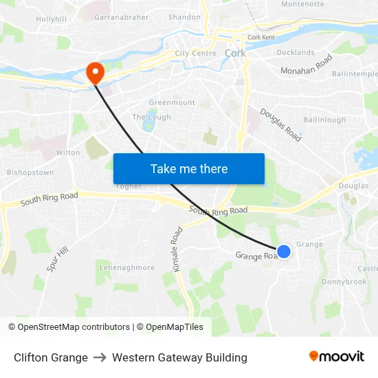 Clifton Grange to Western Gateway Building map