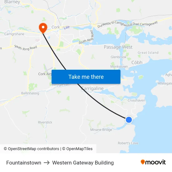Fountainstown to Western Gateway Building map