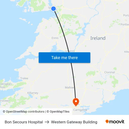 Bon Secours Hospital to Western Gateway Building map