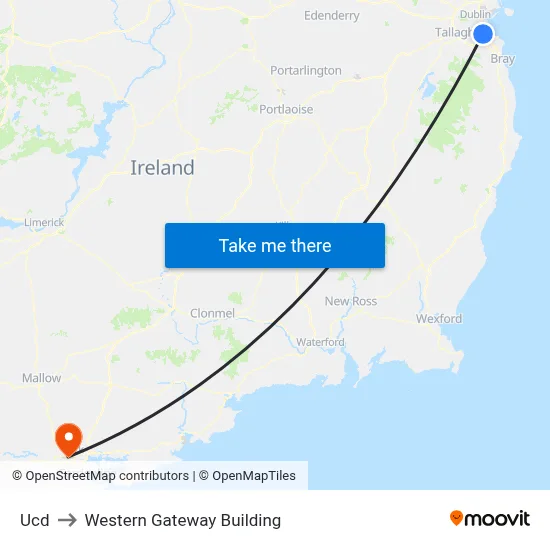 Ucd to Western Gateway Building map