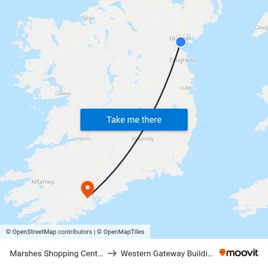 Marshes Shopping Centre to Western Gateway Building map