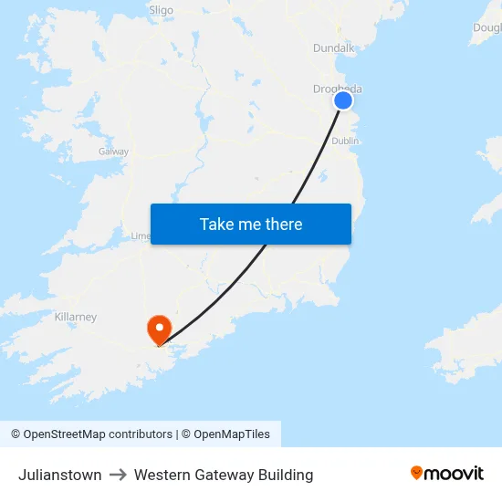 Julianstown to Western Gateway Building map