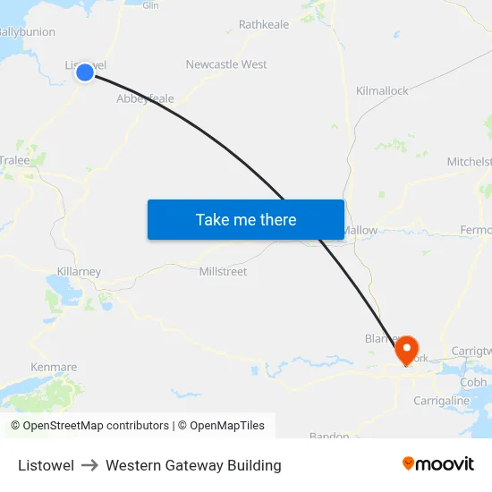 Listowel to Western Gateway Building map