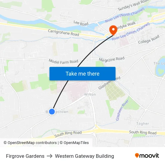 Firgrove Gardens to Western Gateway Building map