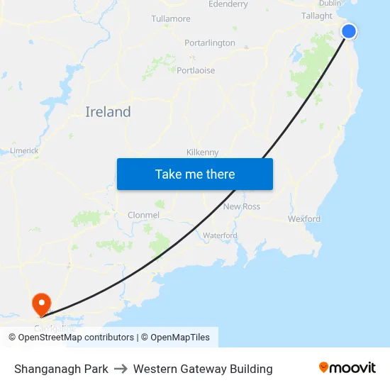 Shanganagh Park to Western Gateway Building map