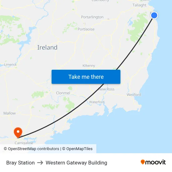 Bray Station to Western Gateway Building map