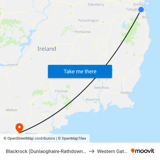 Blackrock (Dunlaoghaire-Rathdown), Rock Road (Booterstown Hall) to Western Gateway Building map
