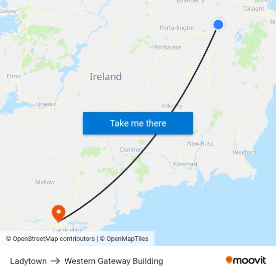 Ladytown to Western Gateway Building map