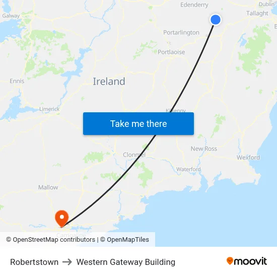 Robertstown to Western Gateway Building map