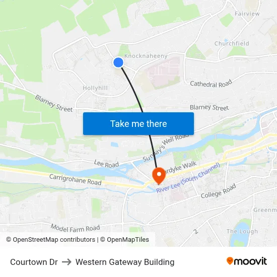 Courtown Dr to Western Gateway Building map