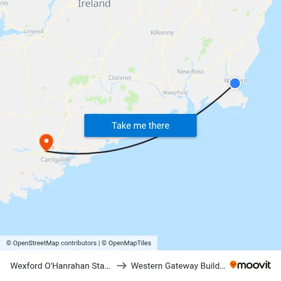 Wexford O'Hanrahan Station to Western Gateway Building map