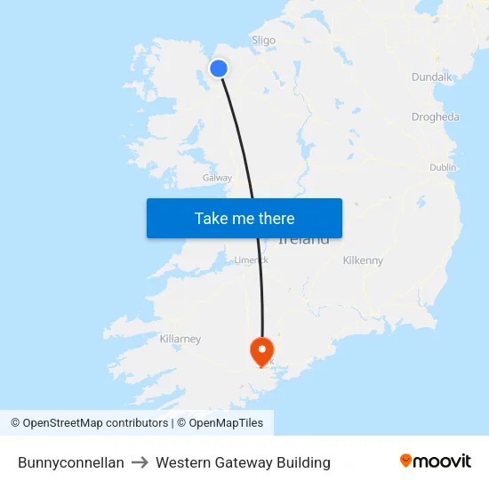 Bunnyconnellan to Western Gateway Building map