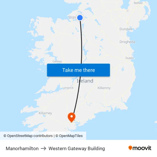 Manorhamilton to Western Gateway Building map
