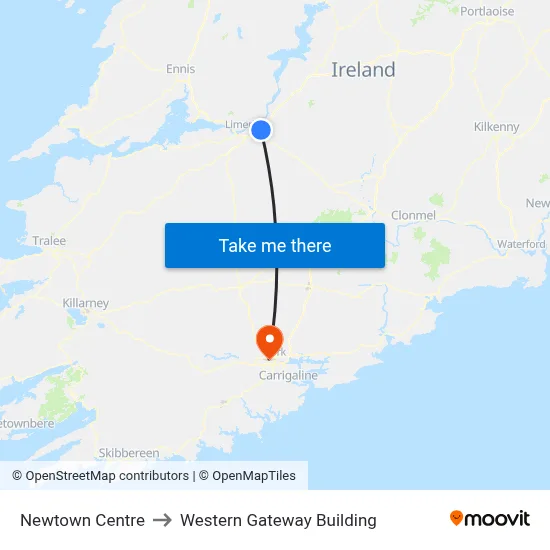 Newtown Centre to Western Gateway Building map