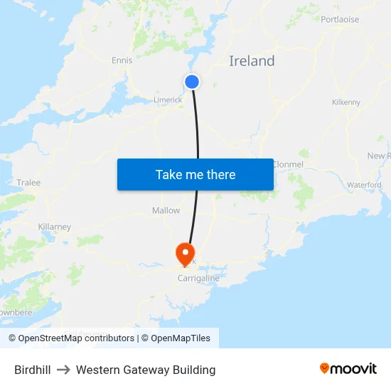 Birdhill to Western Gateway Building map