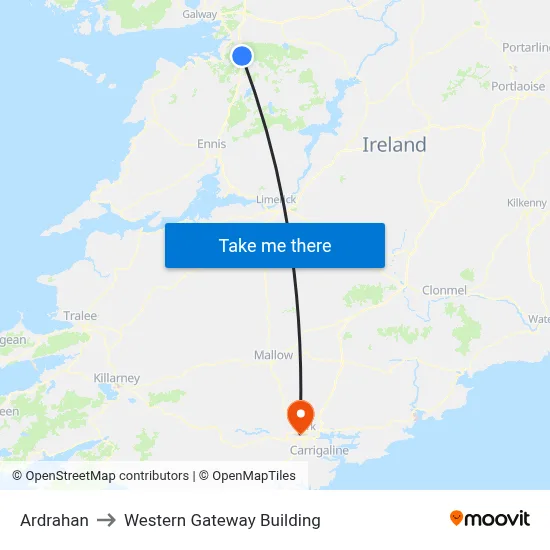 Ardrahan to Western Gateway Building map