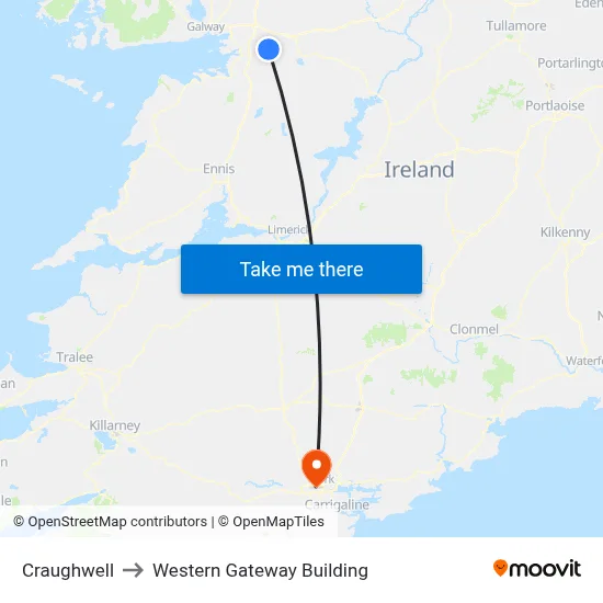 Craughwell to Western Gateway Building map