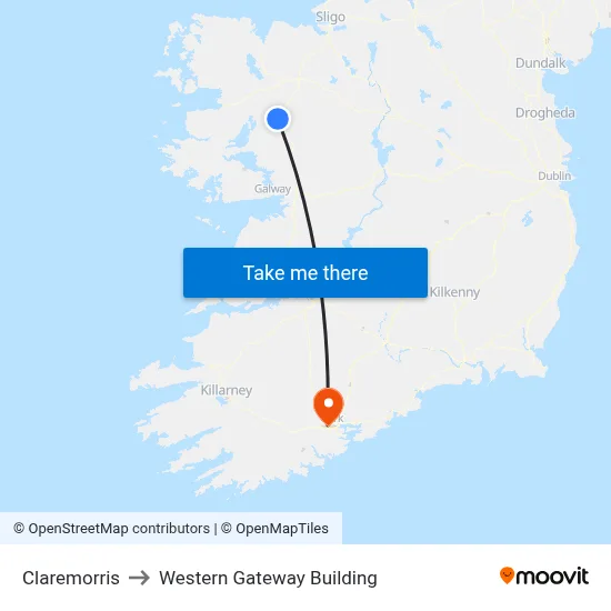 Claremorris to Western Gateway Building map