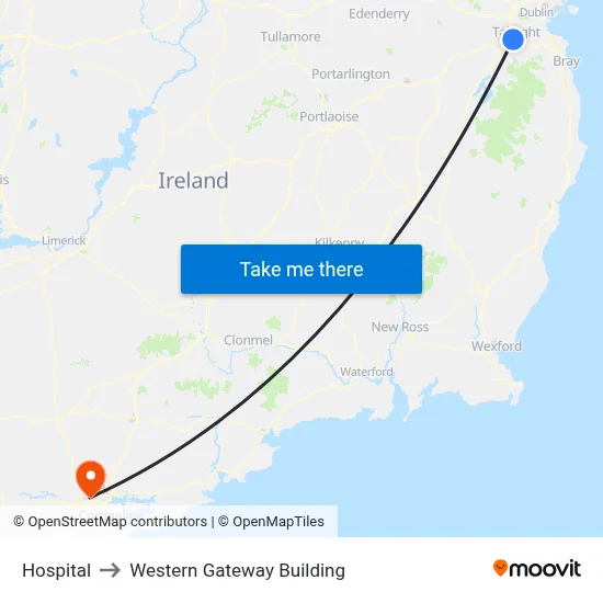 Hospital to Western Gateway Building map