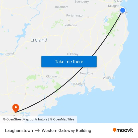 Laughanstown to Western Gateway Building map