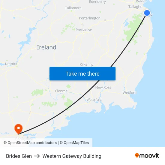 Brides Glen to Western Gateway Building map